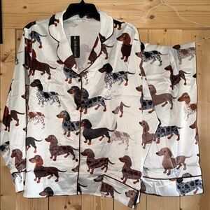 Brand New Sheshow Dachshund Long Sleeve Long Pants Pajamas Size Large